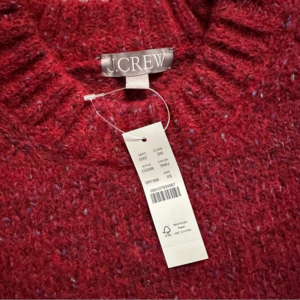 Jcrew red marl wool blend sweater NWT - Picture 2 of 7